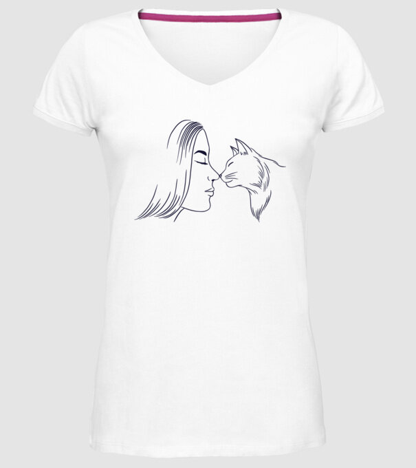 Dragoste Pisică model alb pe tricou