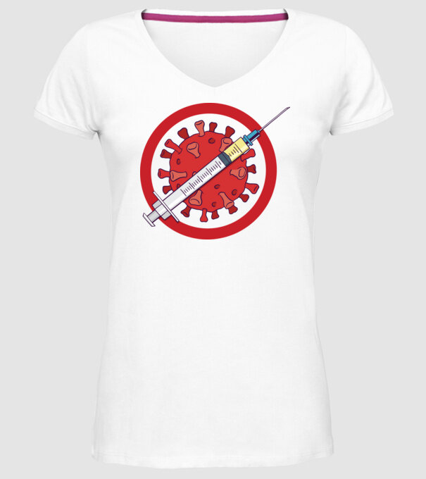 Vaccin virus (?) model alb pe tricou