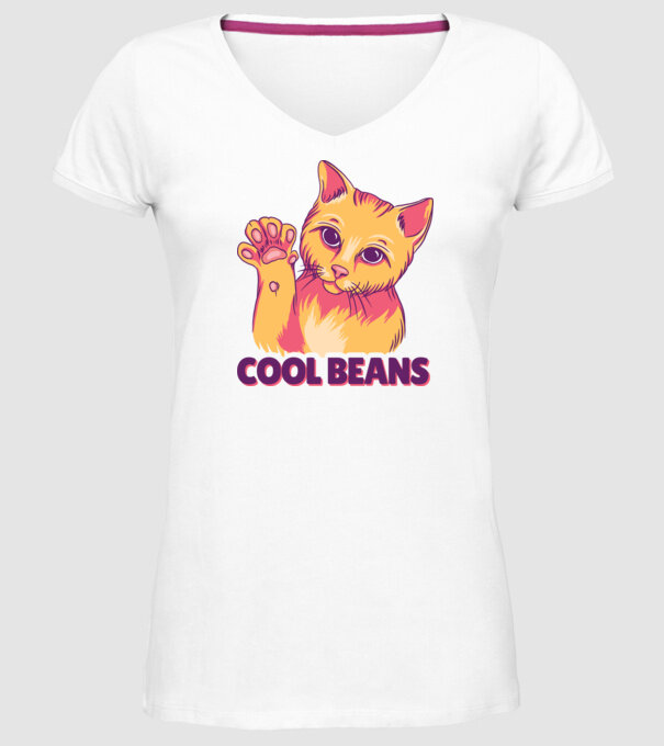 Cool Beans - talpă pisică model alb pe tricou