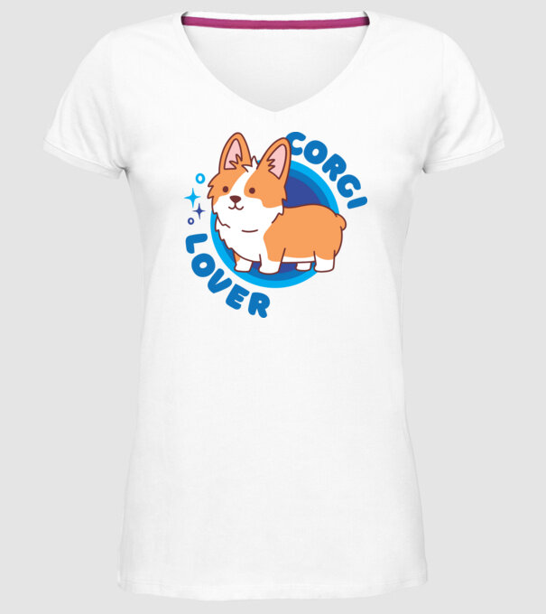 Corgi Lover model alb pe tricou