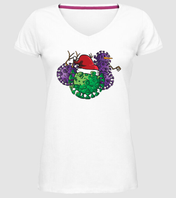 Christmas Covid model alb pe tricou