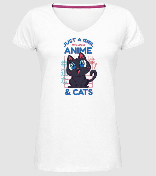 Doar o fată căreia îi place Anime și Pisicile model alb pe tricou