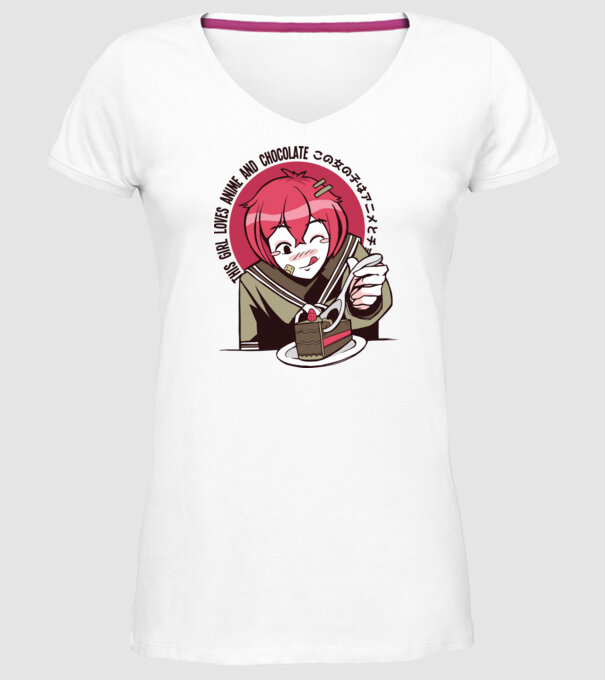 Doar o fată căreia îi place Anime și ciocolata model alb pe tricou