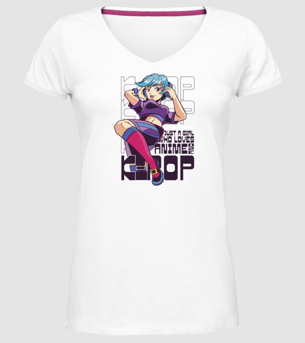 Doar o fată căreia îi place Anime și K-Pop model alb pe tricou