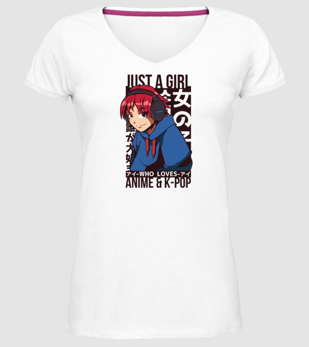 Doar o fată căreia îi place Anime și K-Pop model alb pe tricou