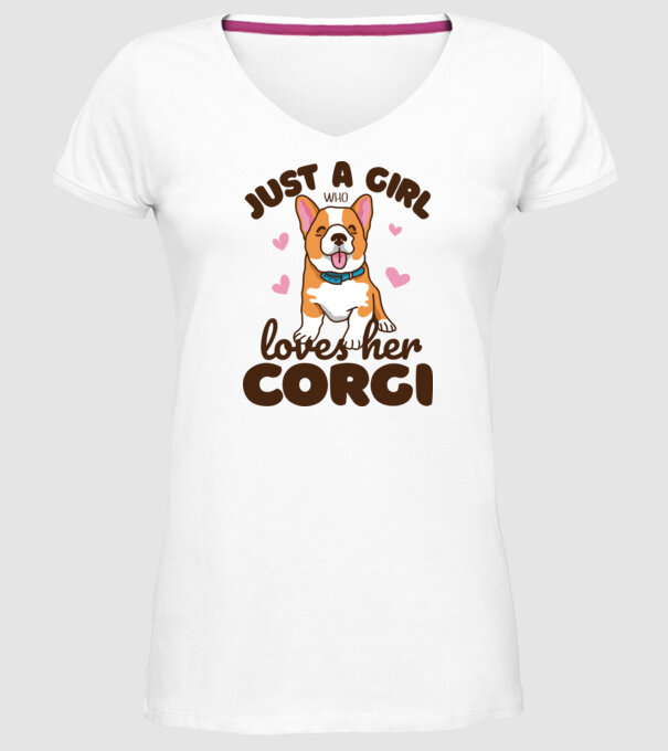 Doar o fată care iubește Corgiul său model alb pe tricou