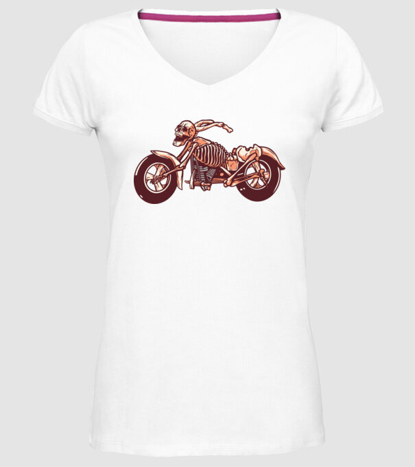Motocicletă cu Schelet model alb pe tricou