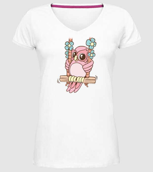 Bufniță drăguță pe un leagăn model alb pe tricou