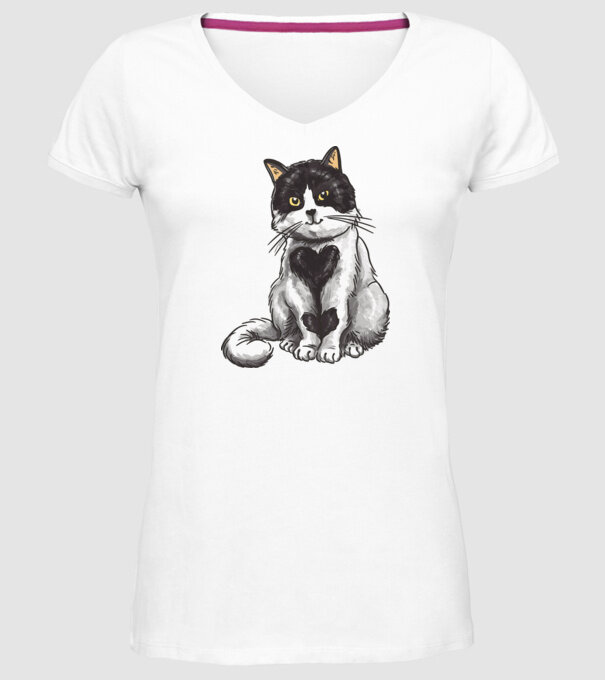 Pisicuță drăguță model alb pe tricou