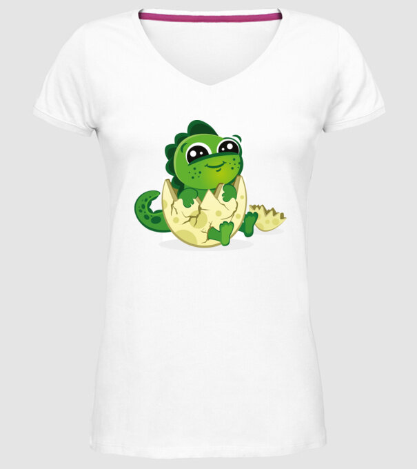dinozaur drăguț în ou model alb pe tricou