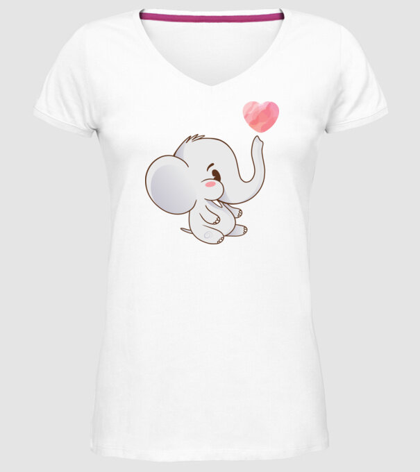 Elefant drăguț model alb pe tricou