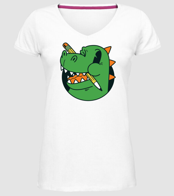 Elev Dinozaur drăguț model alb pe tricou