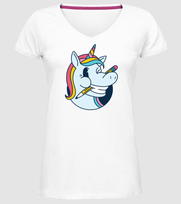 Elev Unicorn drăguț model alb pe tricou