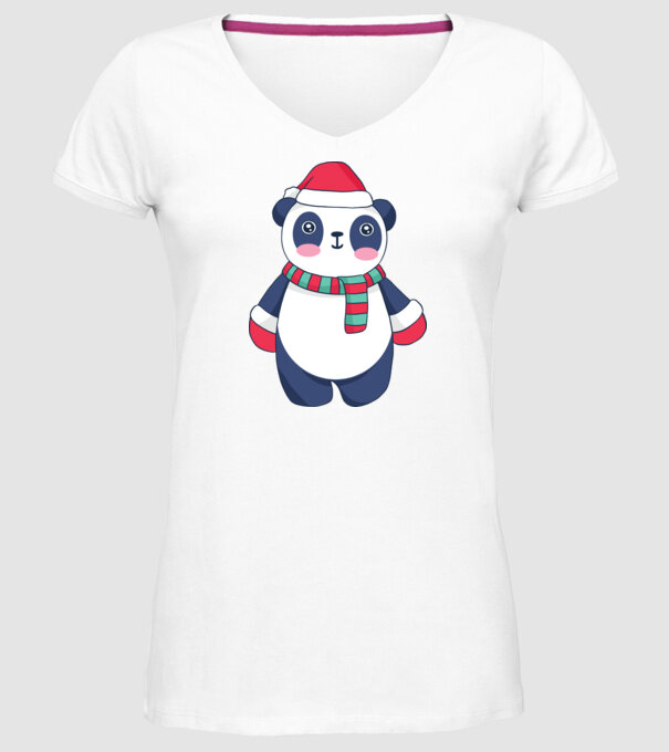 Panda drăguț de Crăciun model alb pe tricou