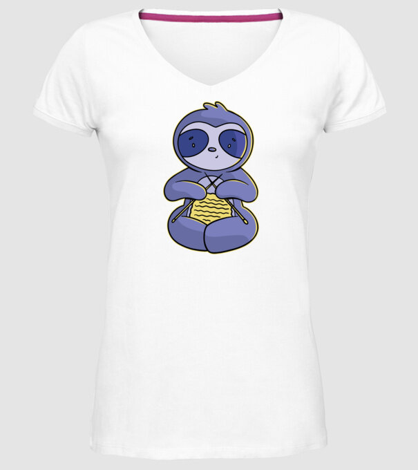 Leneș drăguț tricotând model alb pe tricou