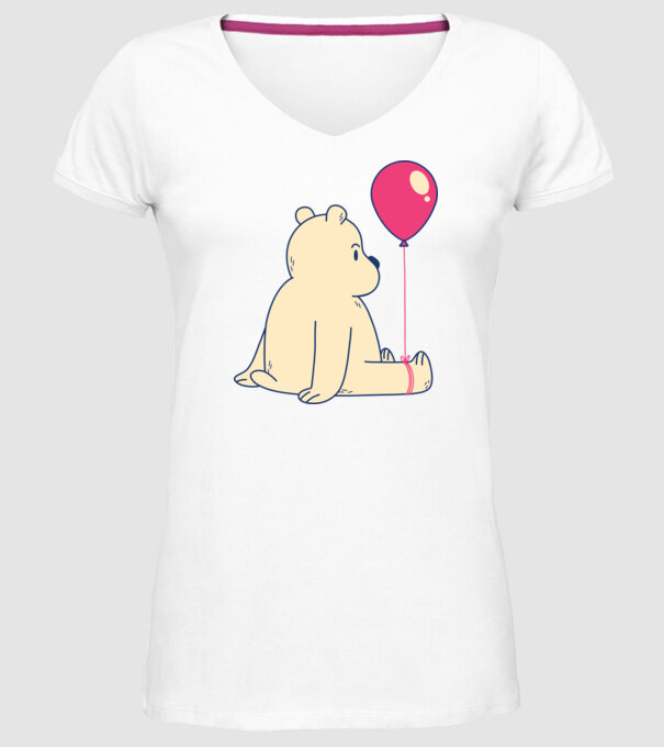 Teddy Drăguț cu Balon model alb pe tricou
