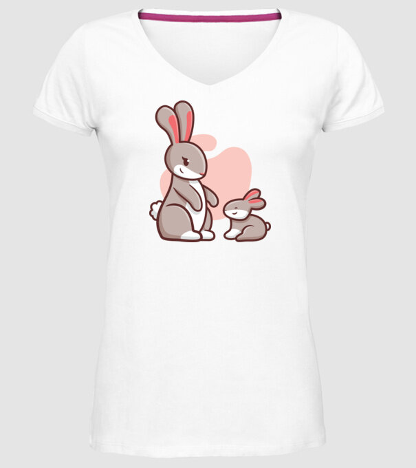 Iepurași drăguți model alb pe tricou