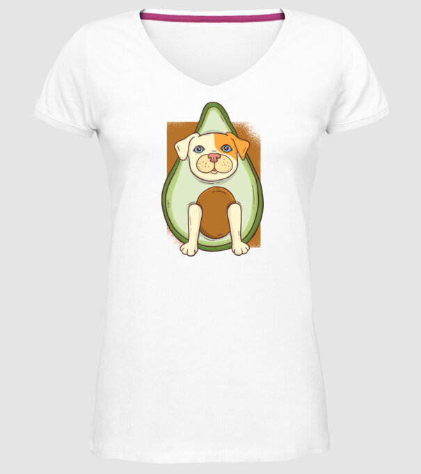 Pitbull Drăguț Avocado model alb pe tricou