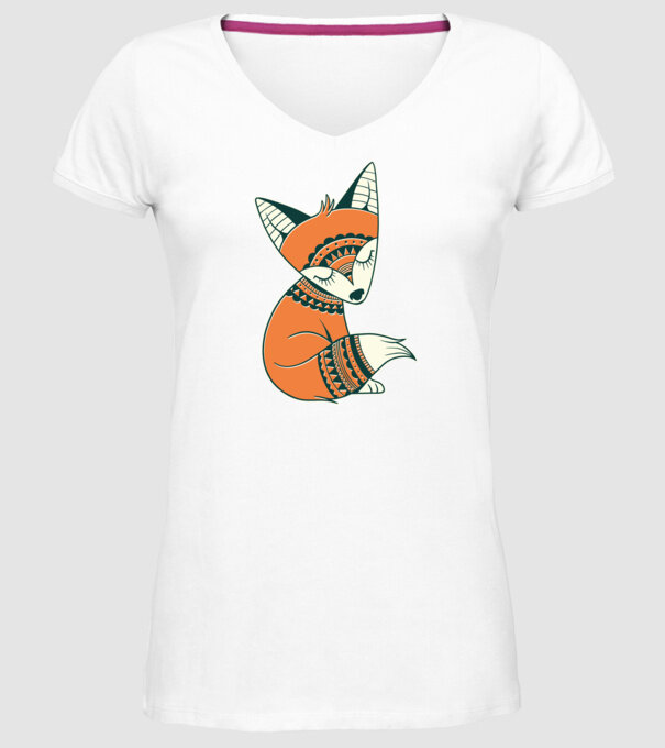 Vulpe drăguță model alb pe tricou