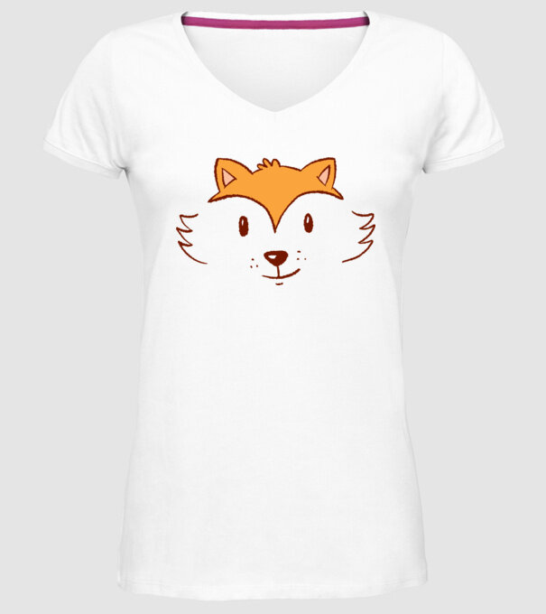 Cap de vulpe drăguț model alb pe tricou