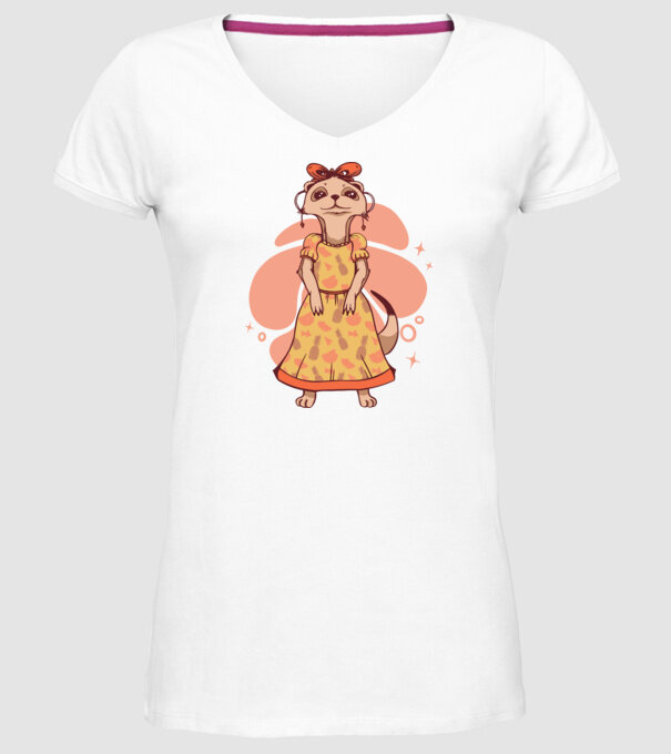 Suricată drăguță model alb pe tricou