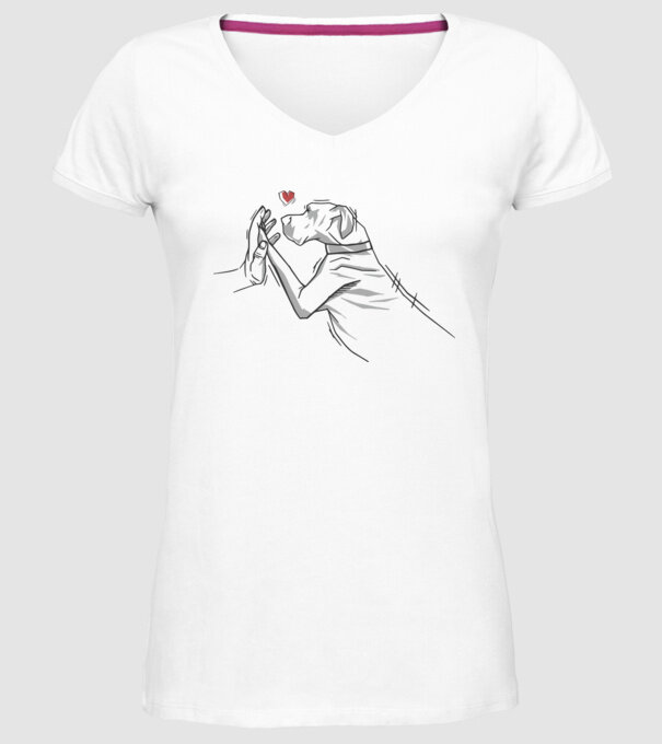 Dog danez bate palma model alb pe tricou