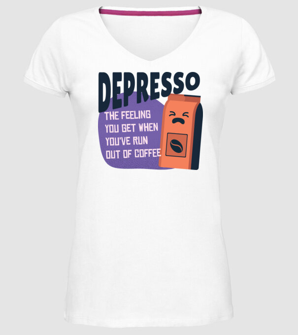 Depresso - Sentimentul când rămâi fără cafea model alb pe tricou