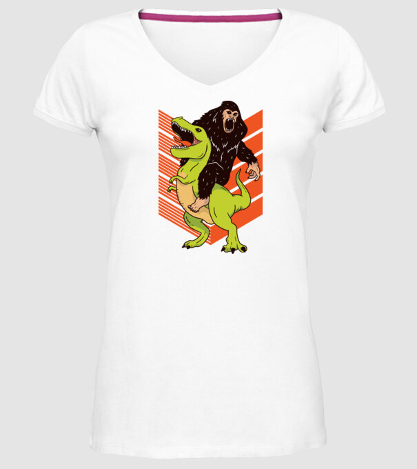 Dinozaur Yeti model alb pe tricou
