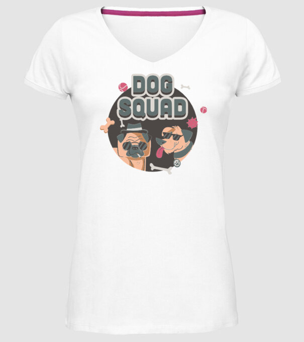 Dog squad model alb pe tricou