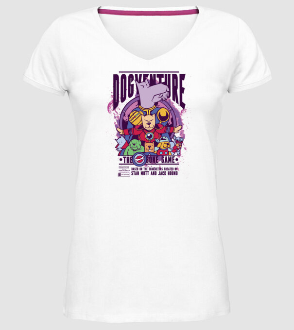 Dogventure The Bone Game model alb pe tricou
