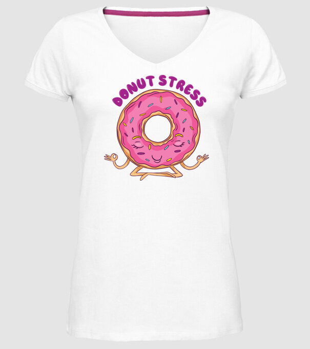 Donut Stress Gogoașă model alb pe tricou