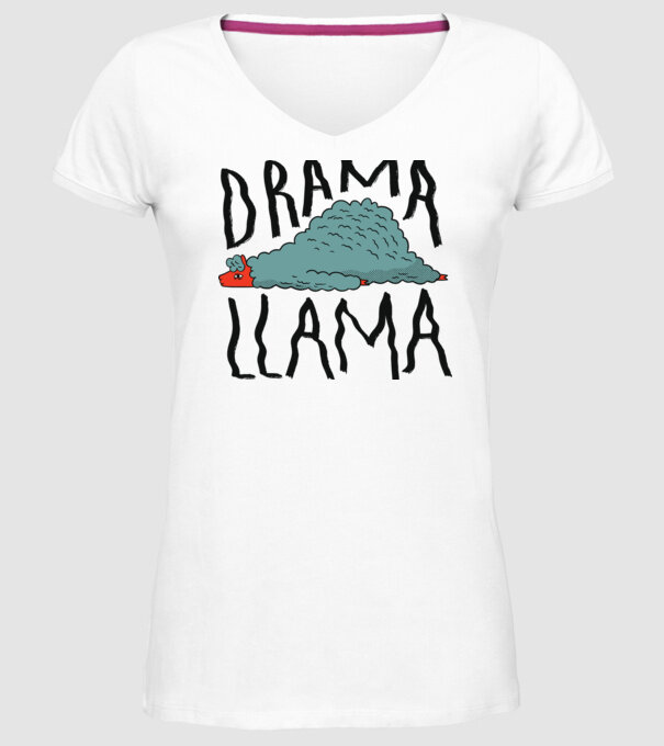 Dramă Lama model alb pe tricou