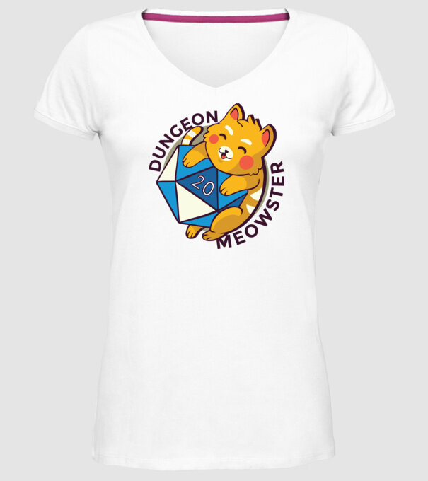 Dungeon Meowster joc de rol RPG tricou cu pisică model alb pe tricou