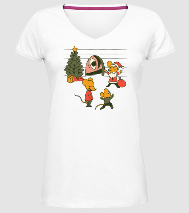 Crăciun Șoarece model alb pe tricou