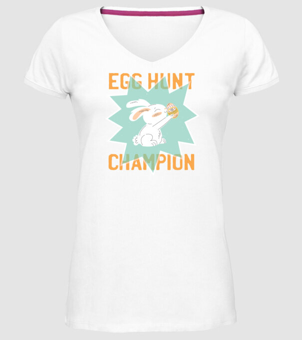 Egg Hunt Champion Campion la vânătoare de ouă model alb pe tricou
