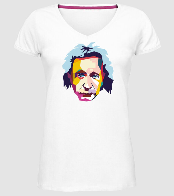 Einstein abstract model alb pe tricou