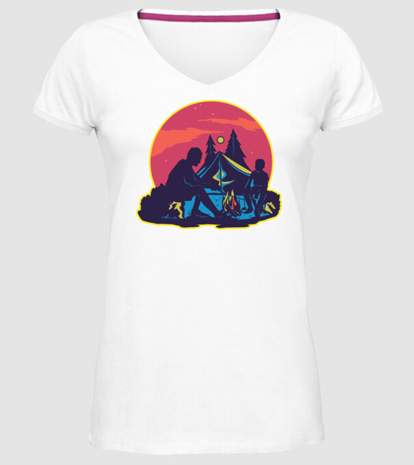 Campare pe timp de noapte model alb pe tricou