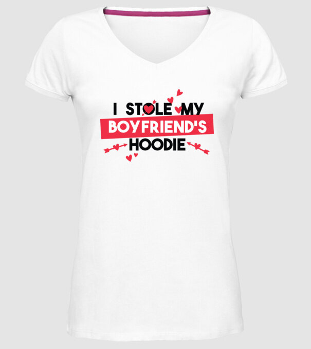 'Am furat puloverul prietenului meu pulover amuzant pentru Valentine''s Day' model alb pe tricou