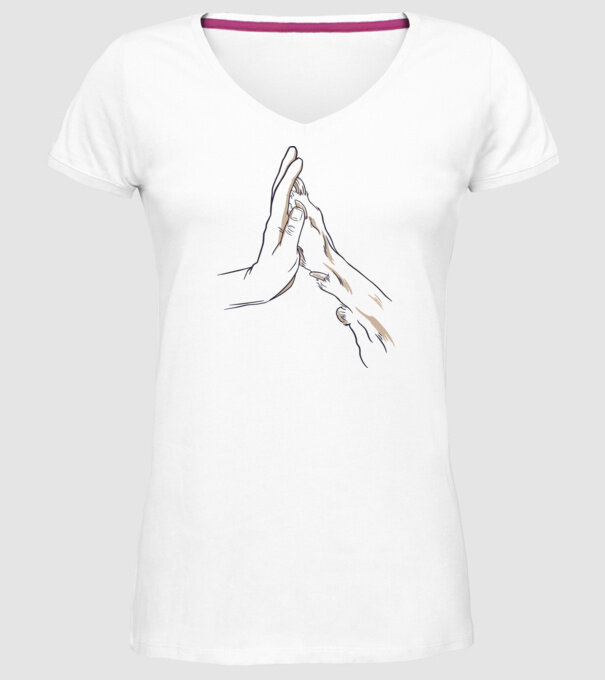 Prietenia câine om model alb pe tricou