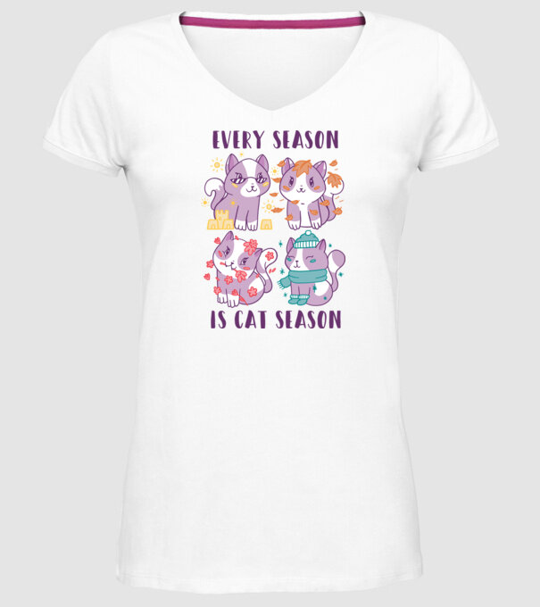 Every Season is Cat Season model alb pe tricou