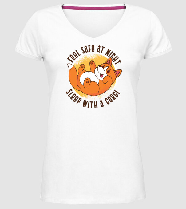 Feel safe at night, Sleep with a Corgi model alb pe tricou