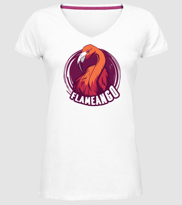 Flamingo model alb pe tricou
