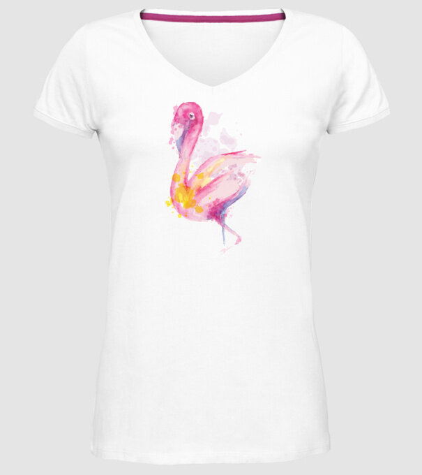 Flamingo Pictură model alb pe tricou
