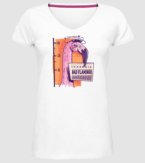 Flamingo arestat amuzant model alb pe tricou