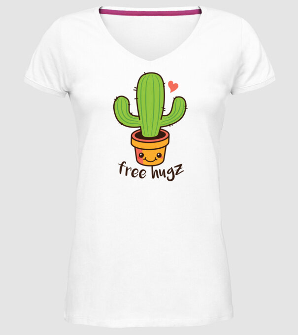 Free Hugz tricou amuzant Cactus model alb pe tricou