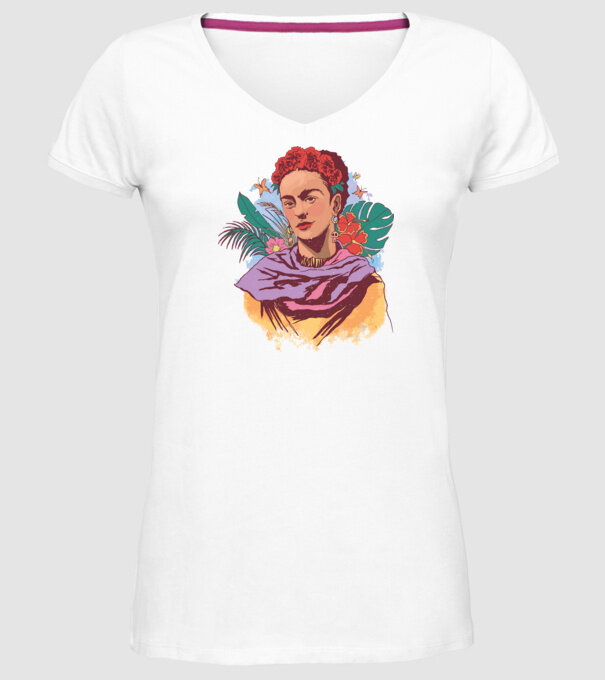 Portret Frida Kahlo model alb pe tricou