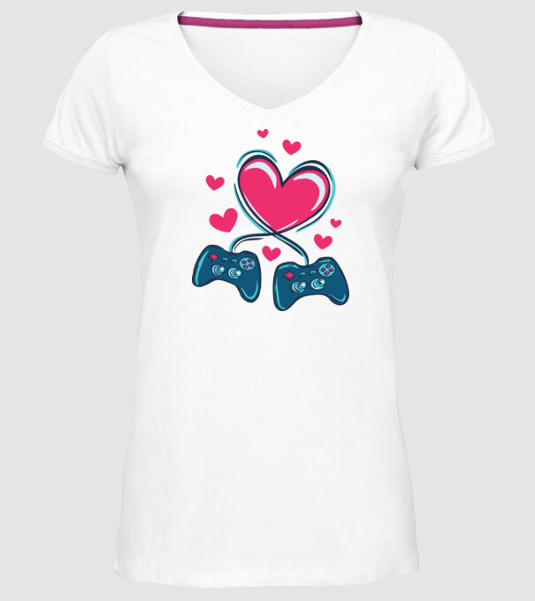 Dragoste Gamer model alb pe tricou