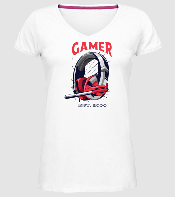 Gamer est. 2000 model alb pe tricou