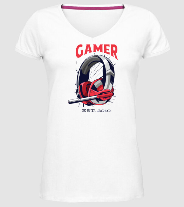 Gamer est. 2010 model alb pe tricou