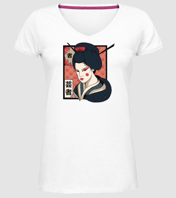 Geisha Japonia model alb pe tricou